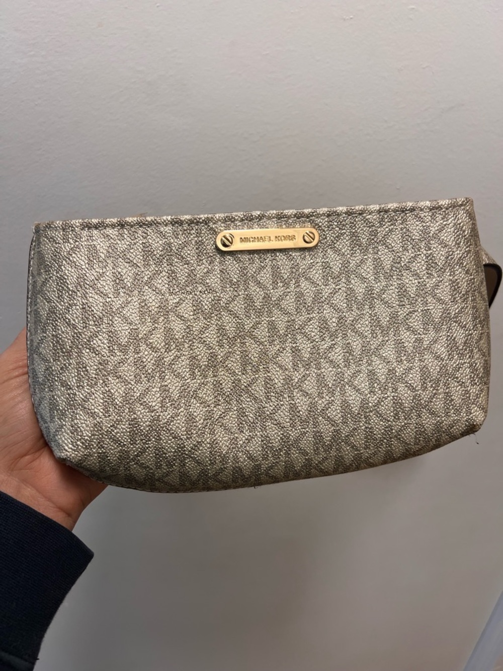 Michael Kors Taupe and Gold Monogram belt bag